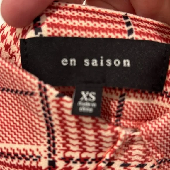 En Saison (Anthropologie) red check/houndstooth pattern - EUC - size XS